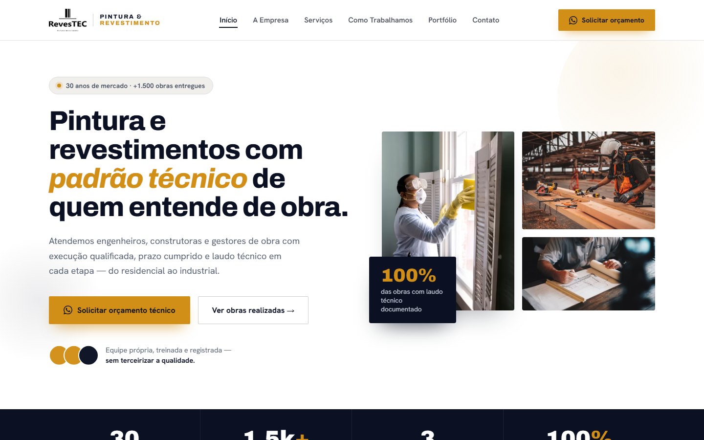 Case Revestec — site desenvolvido pela One Agência Digital