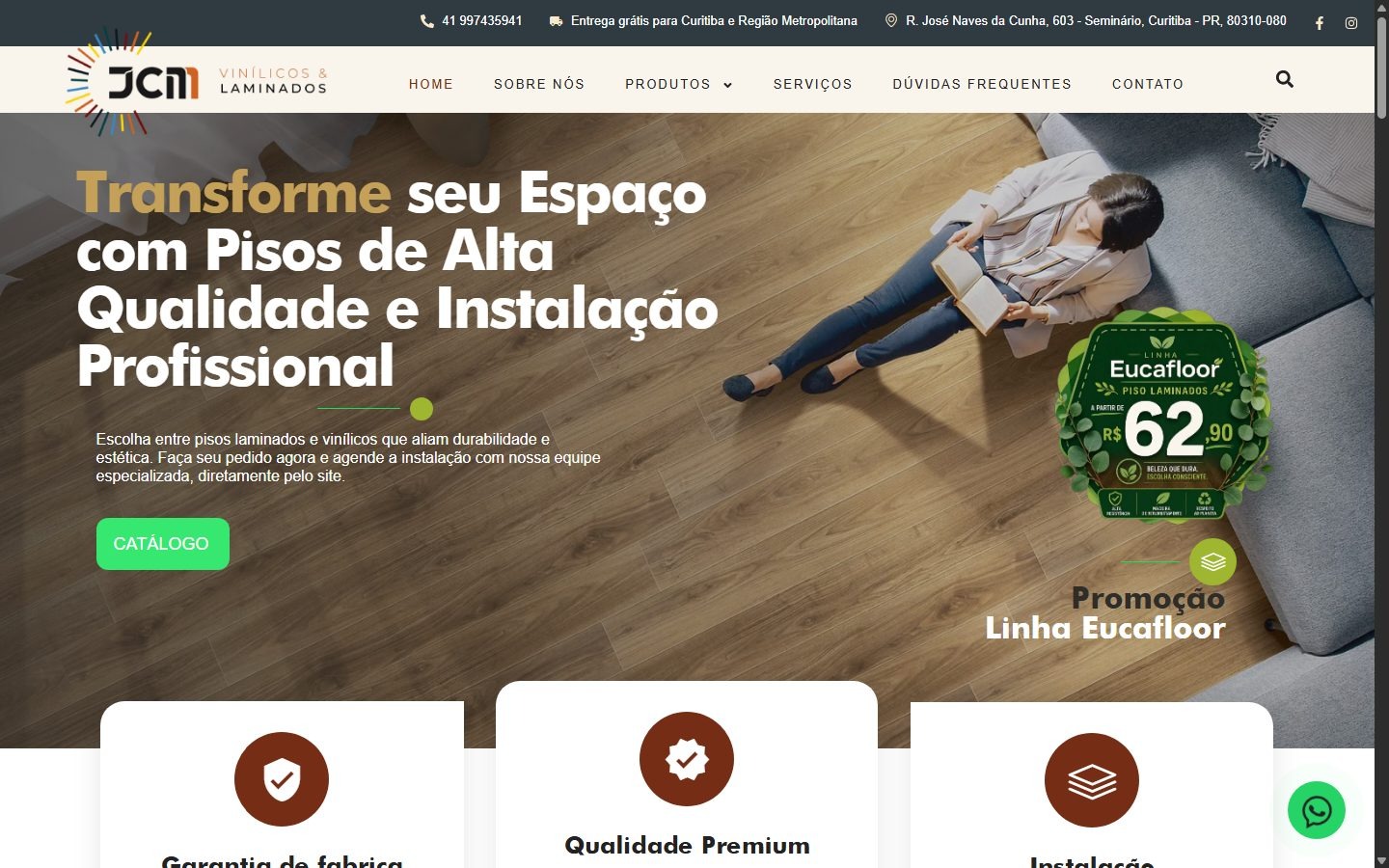 Site JCM Vinílicos e Laminados no computador