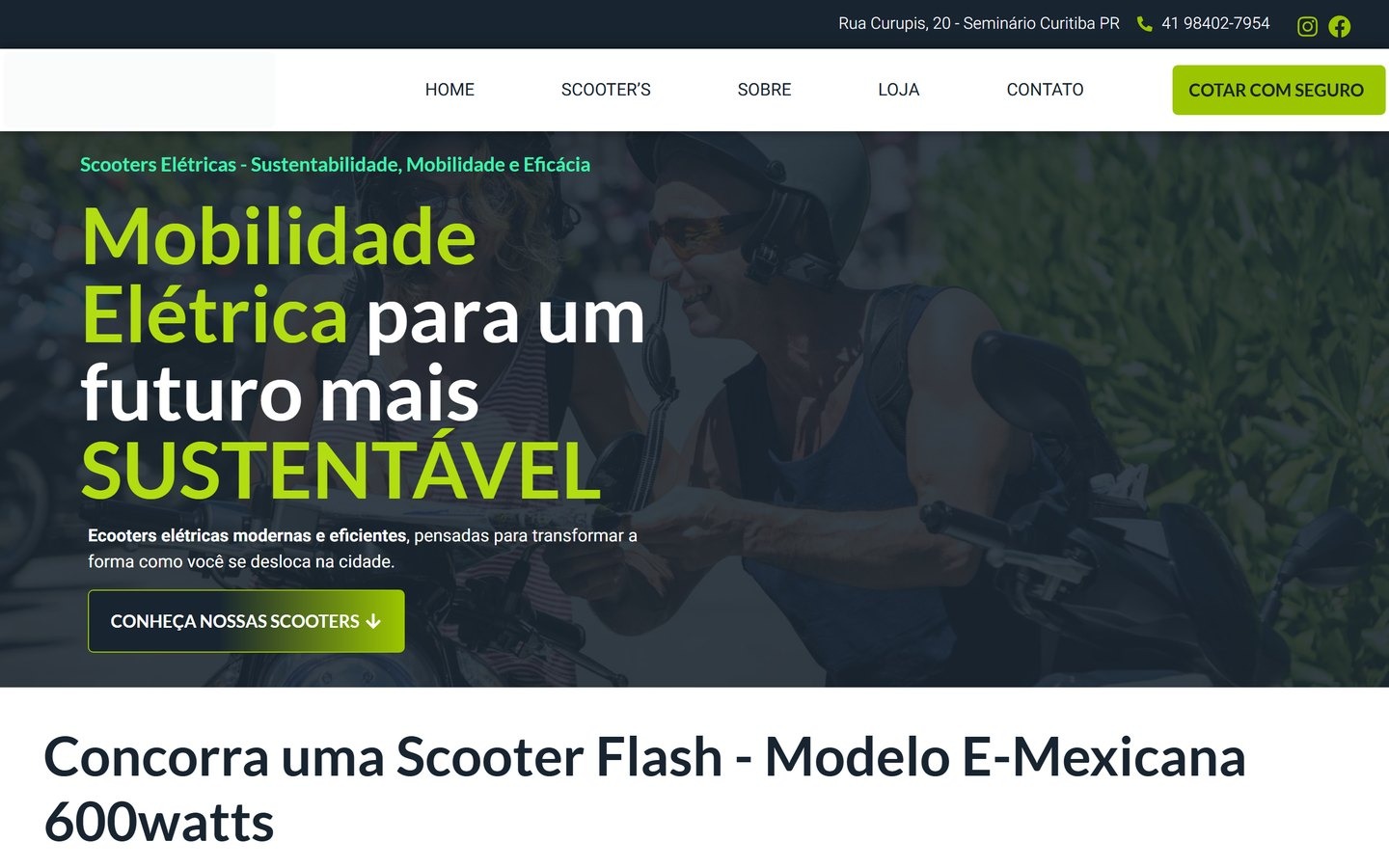 Site Scooter Flash no computador